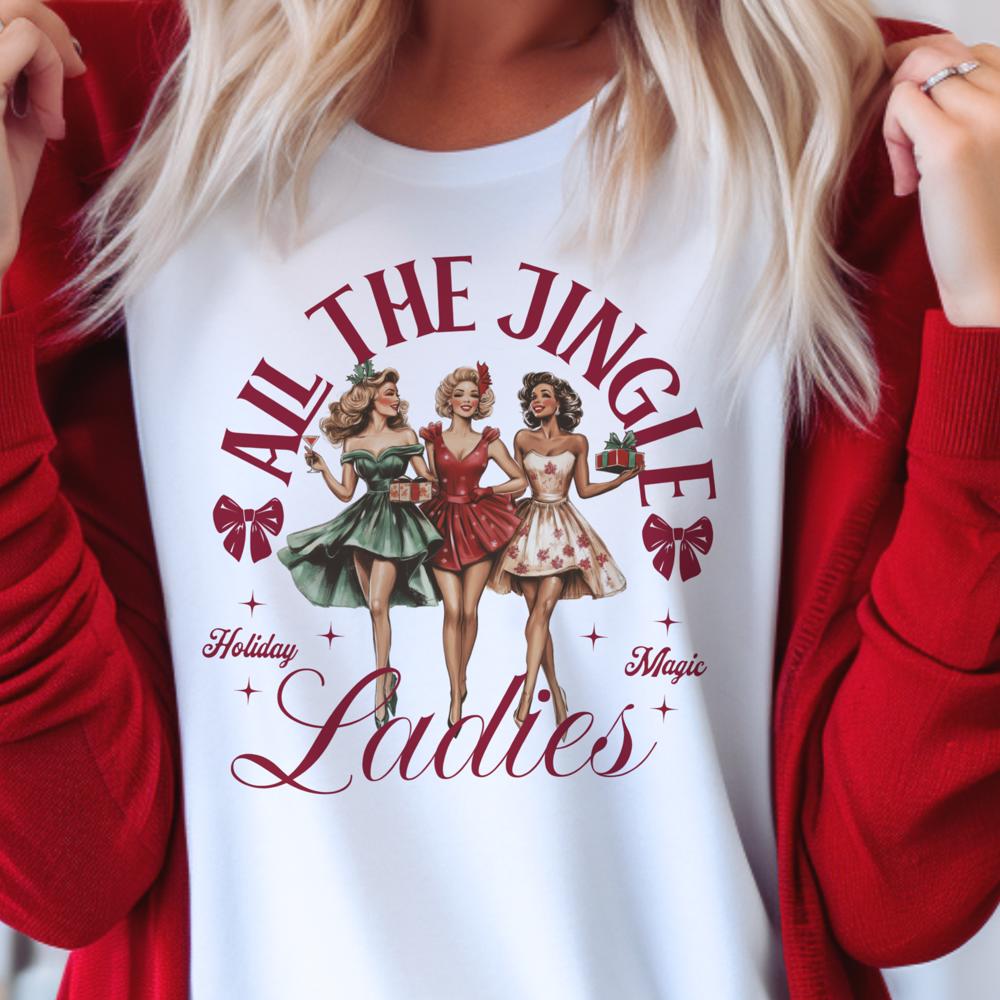 Vintage All the Jingle Ladies Christmas Holiday Tshirt 