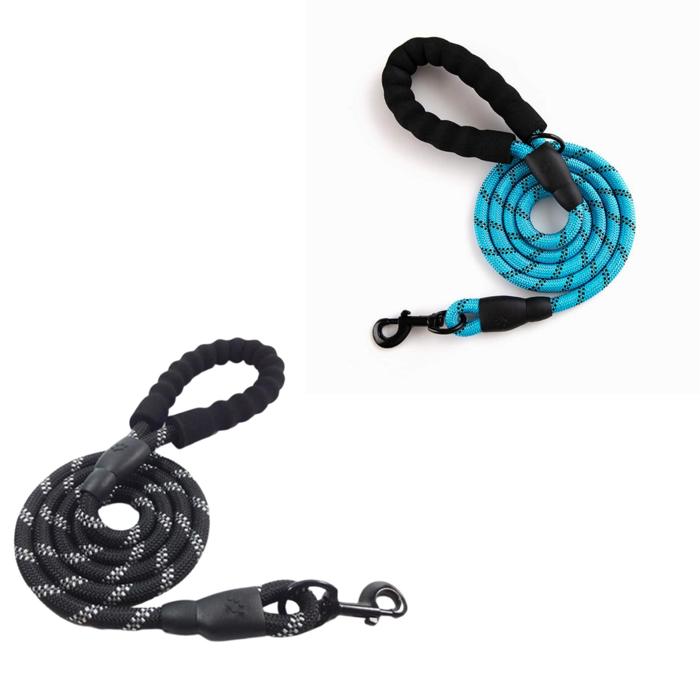 Reflective Dog Leash w/Poop Bag Dispenser