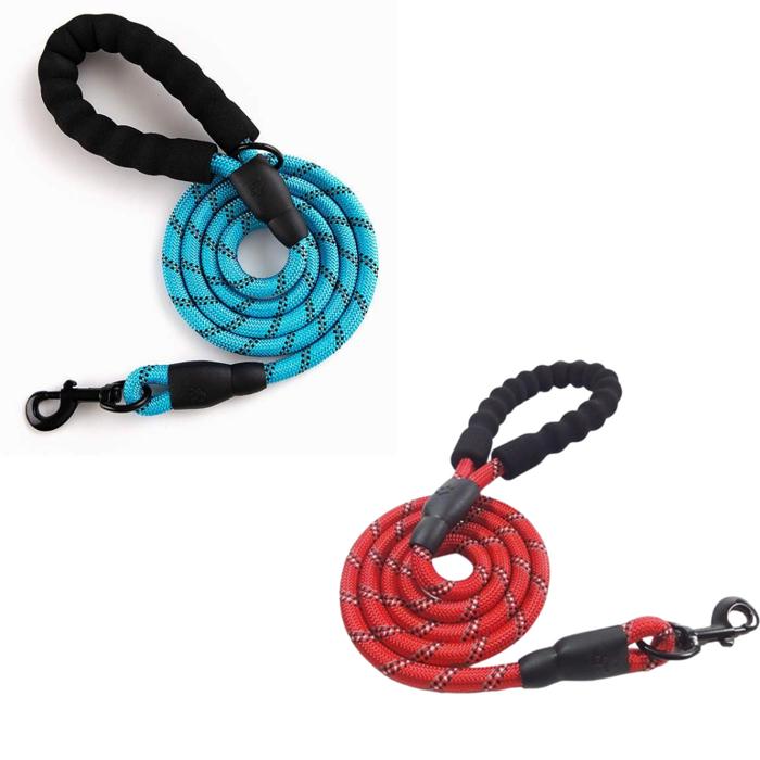 Reflective Dog Leash w/Poop Bag Dispenser