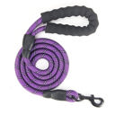 Purple Single Reflective Dog Leash w/Poop Bag Dispenser