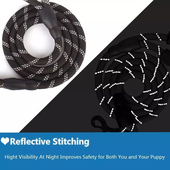 Reflective Dog Leash w/Poop Bag Dispenser