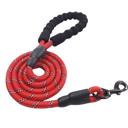 Red Single Reflective Dog Leash w/Poop Bag Dispenser