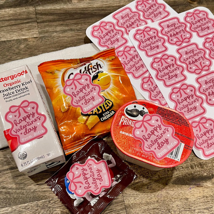 Personalized Happy Valentine's Day Stickers for School Party Treats