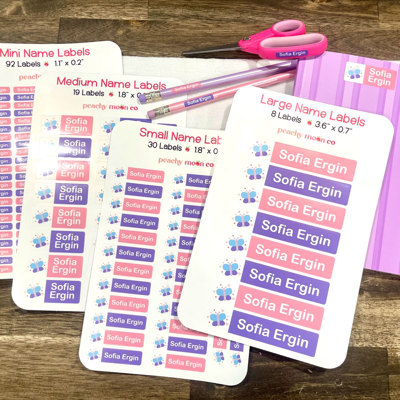 Personalized Name Sticker Labels for Back to School and Daycare