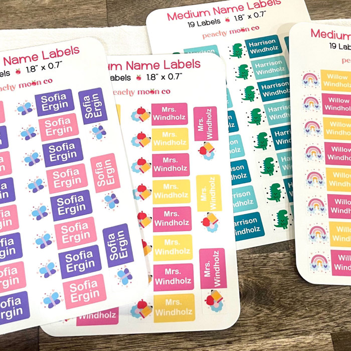 Personalized Name Sticker Labels for Back to School and Daycare