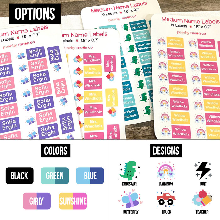 Personalized Name Sticker Labels for Back to School and Daycare