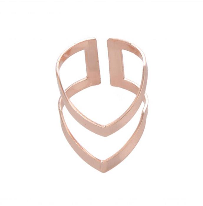 Double V Chevron Adjustable Ring - Gold, Silver and Rose Gold Plated