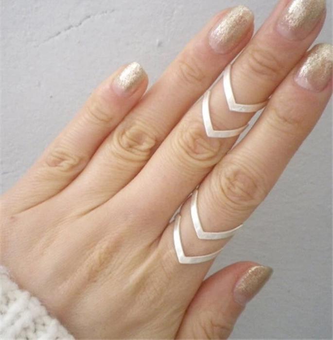 Double V Chevron Adjustable Ring - Gold, Silver and Rose Gold Plated