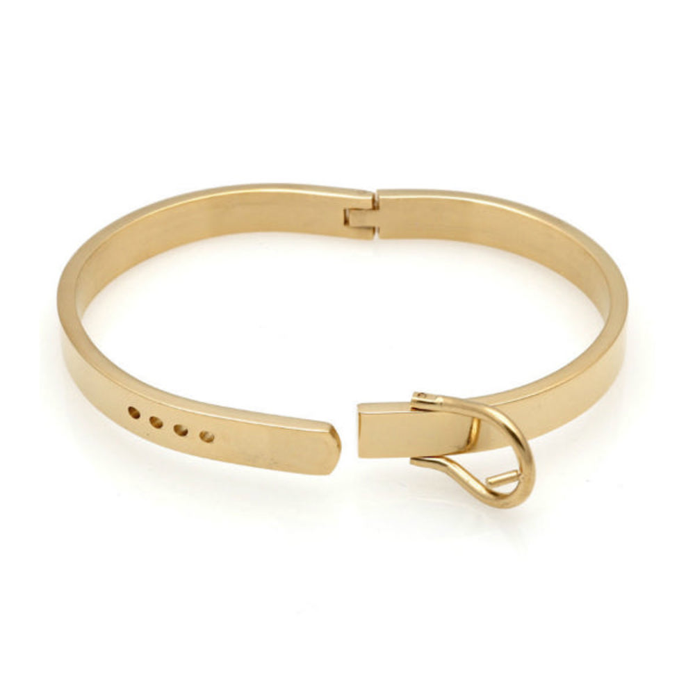 Belt Buckle Bangle Bracelet - Stainless Steel