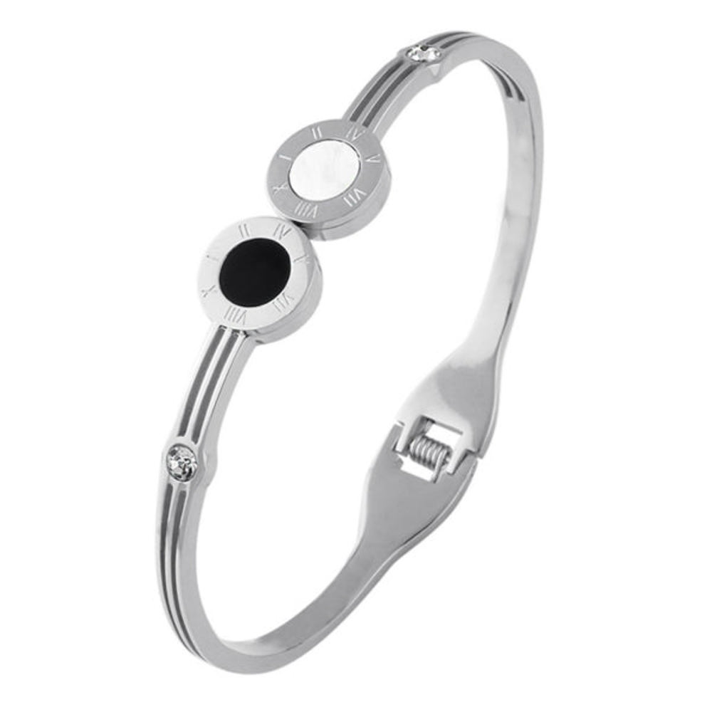 Cassia Black + White Bangle Bracelet - Stainless Steel