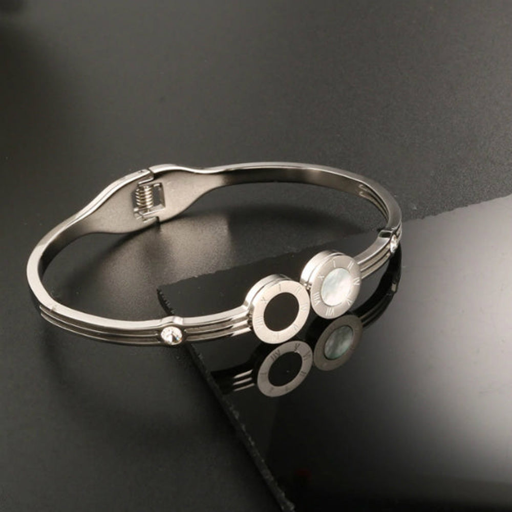 Cassia Black + White Bangle Bracelet - Stainless Steel