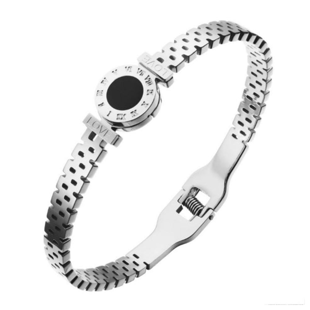 Cassia Ornate Bangle Bracelet - Stainless Steel