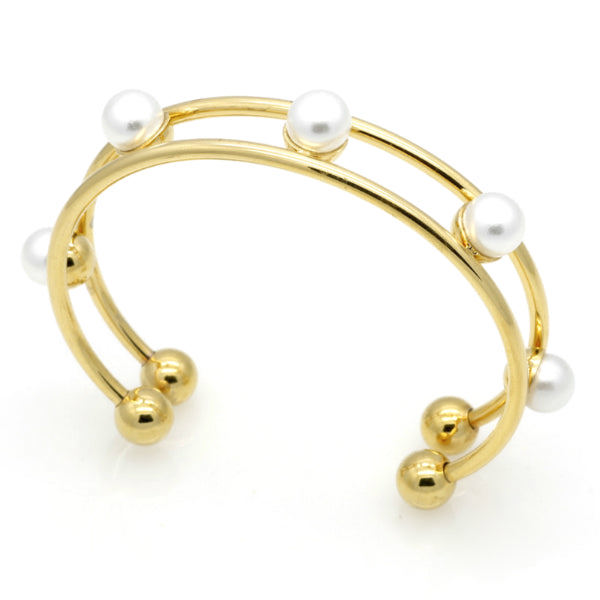 Pearl Cuff Bracelet - Stainless Steel