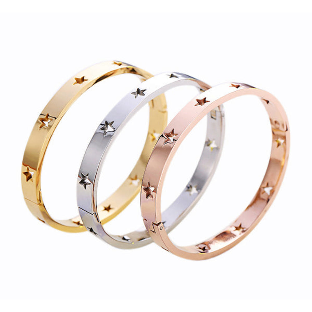 Star Bangle Bracelet - Stainless Steel