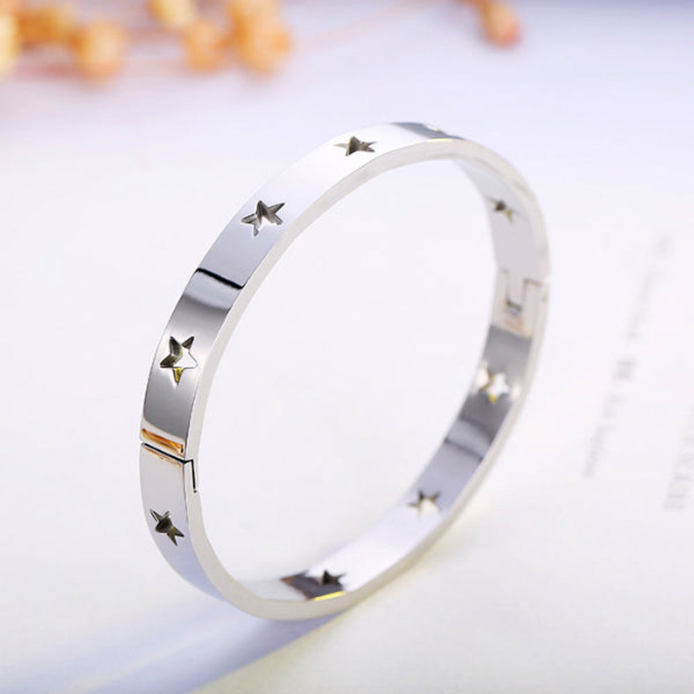 Star Bangle Bracelet - Stainless Steel