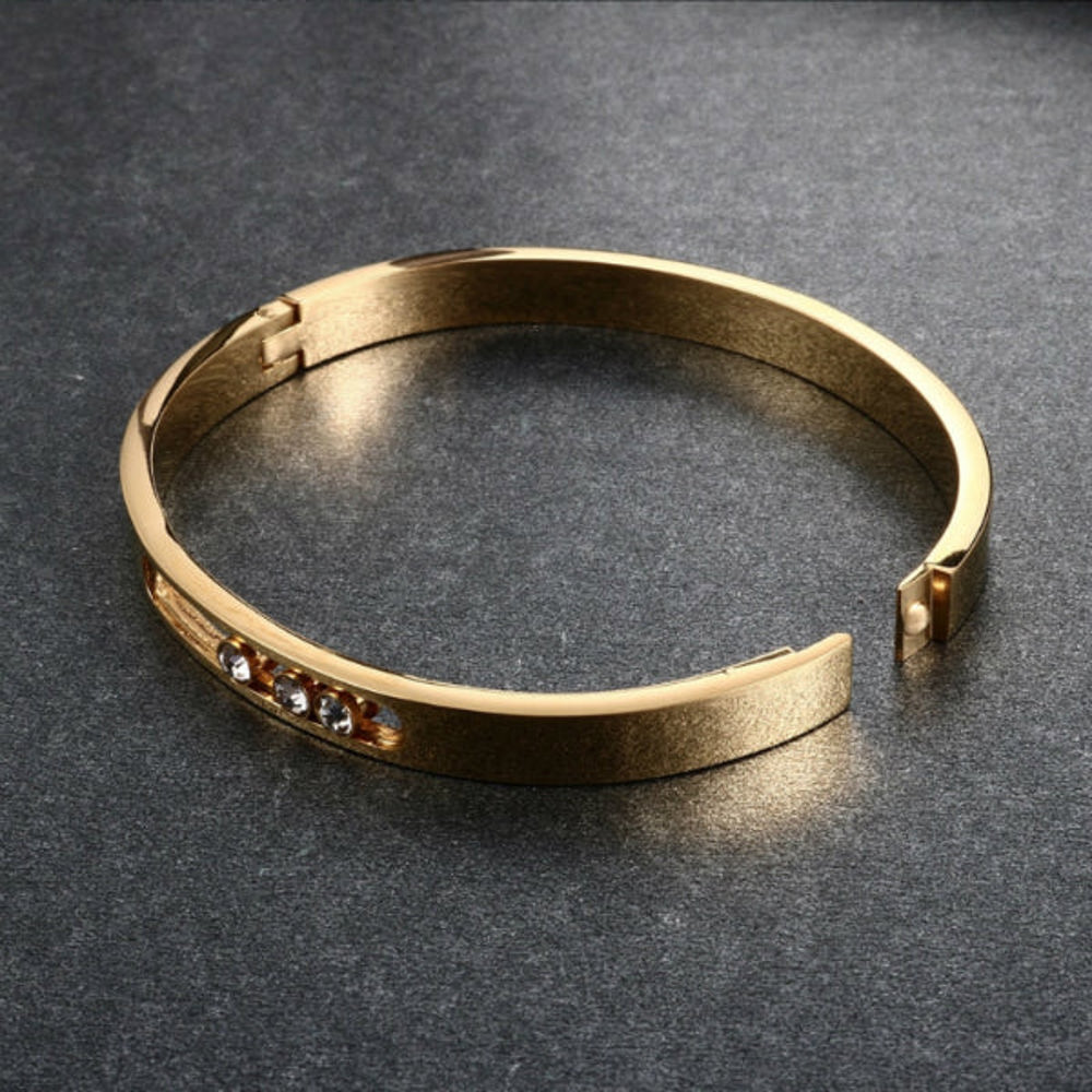 Sliding Stones Bangle Bracelet - Stainless Steel