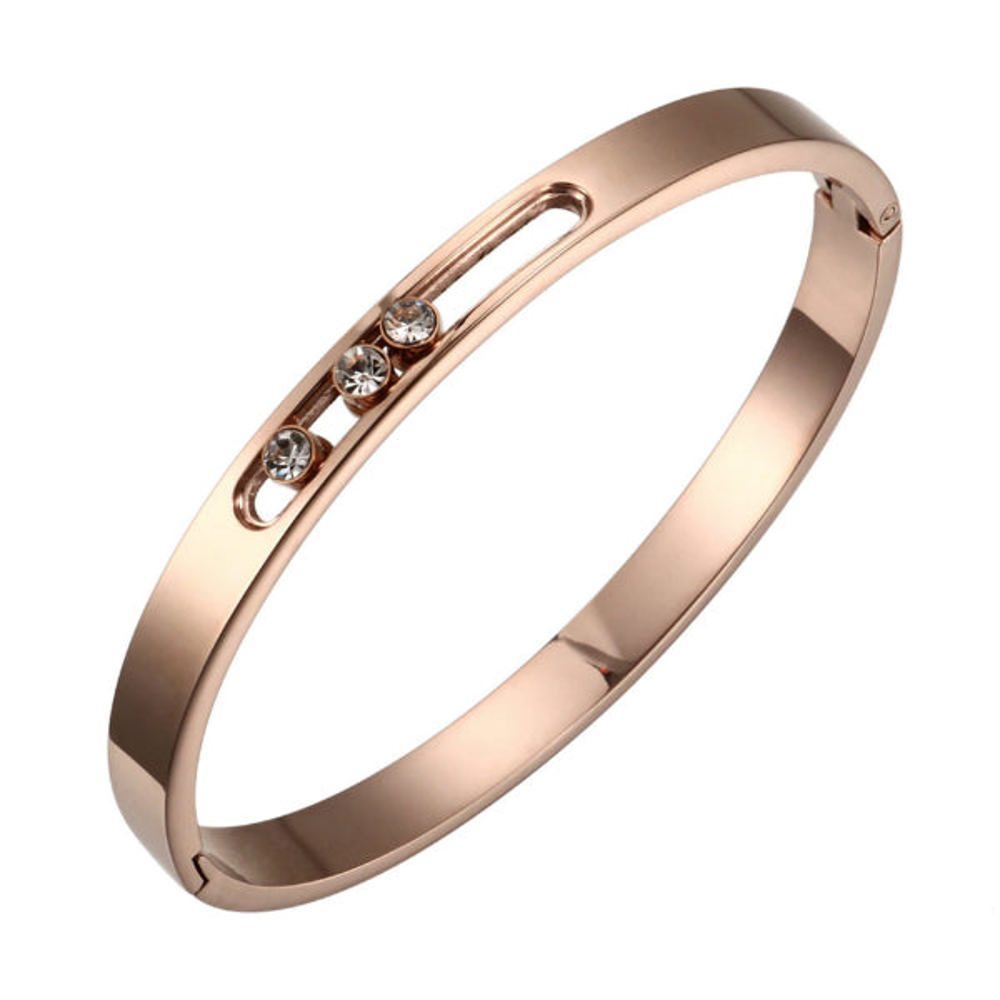 Sliding Stones Bangle Bracelet - Stainless Steel