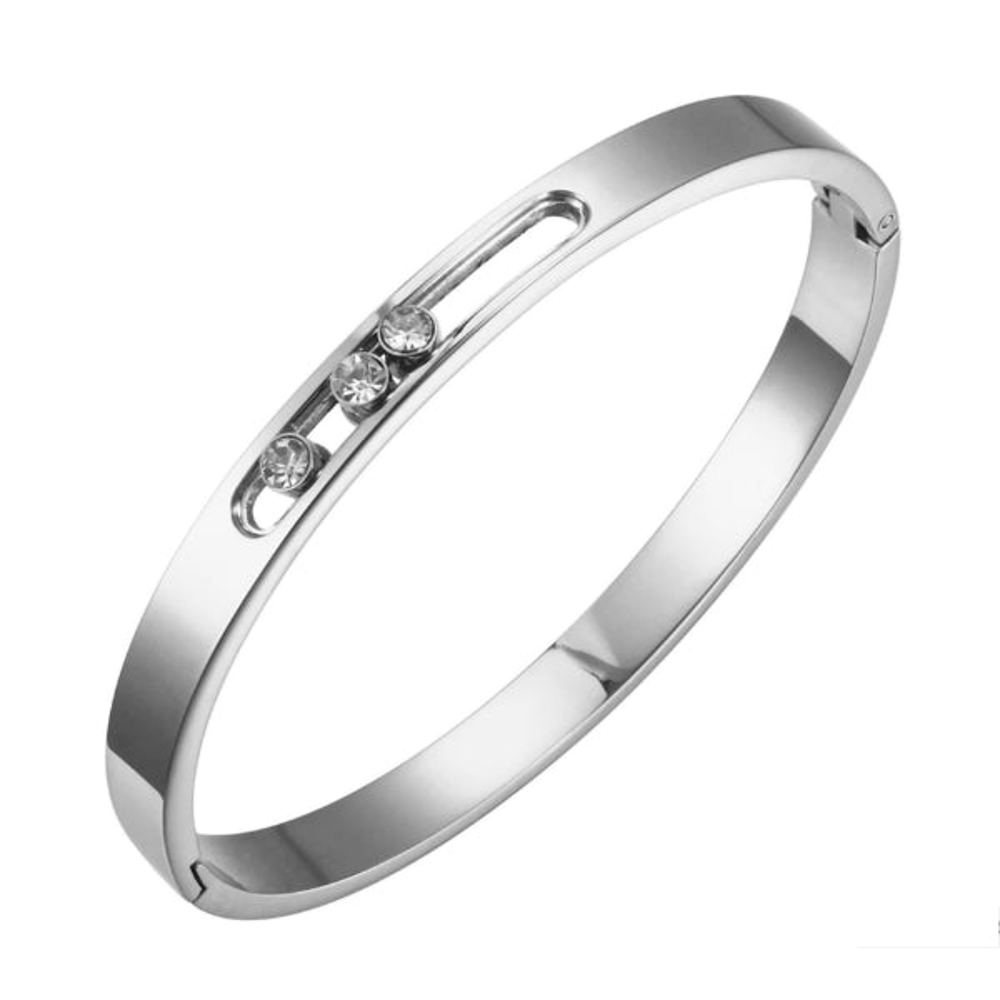 Sliding Stones Bangle Bracelet - Stainless Steel