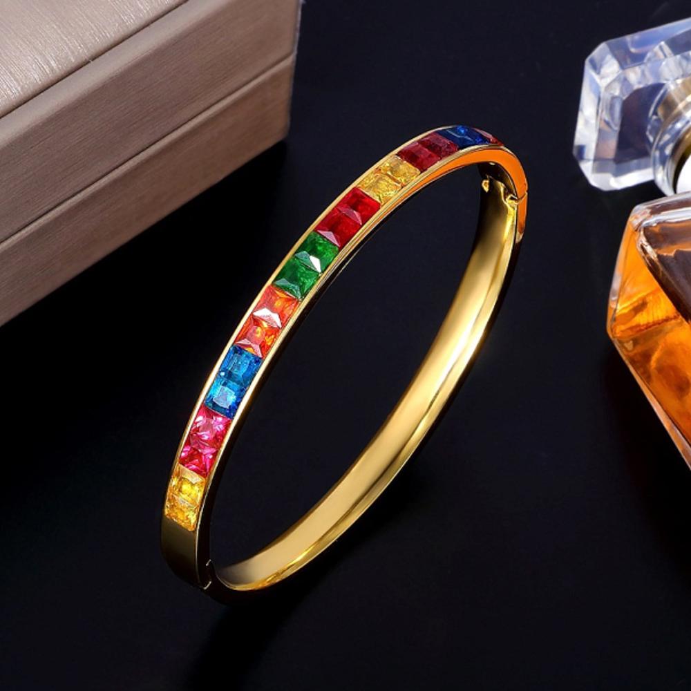 Rainbow Bangle Bracelet - Stainless Steel