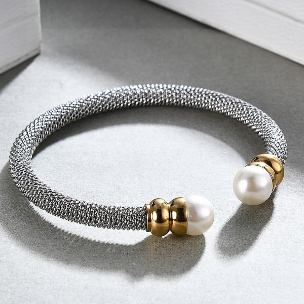 Pearl Cuff Bracelet - Stainless Steel