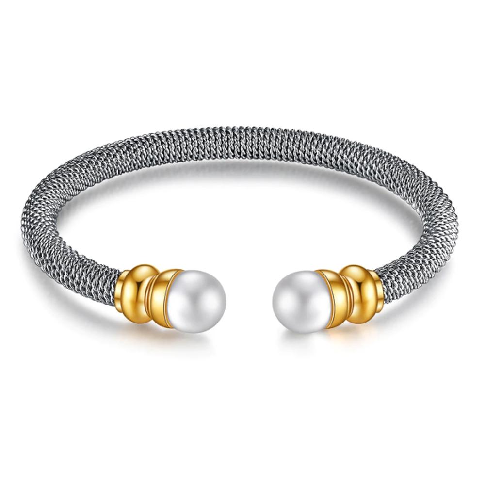 Pearl Cuff Bracelet - Stainless Steel