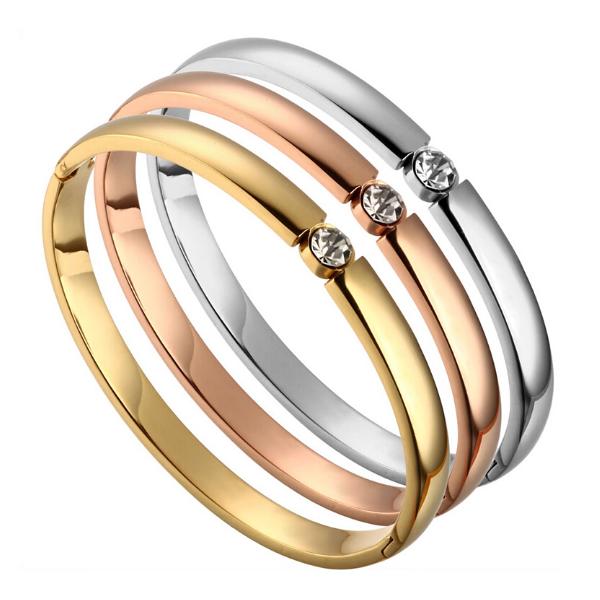 Solitaire Bangle Bracelet - Stainless Steel