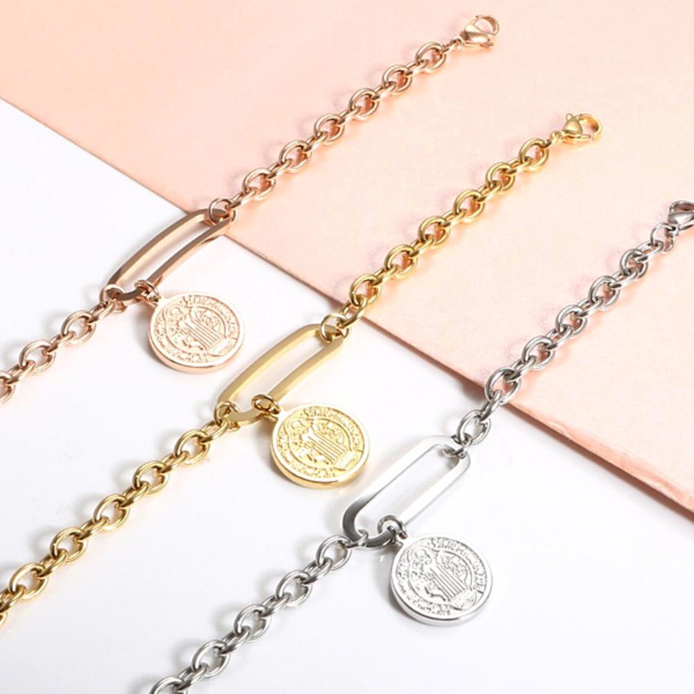 Coin Charm Bracelet - Stainless Steel