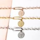  Coin Charm Bracelet - Stainless Steel