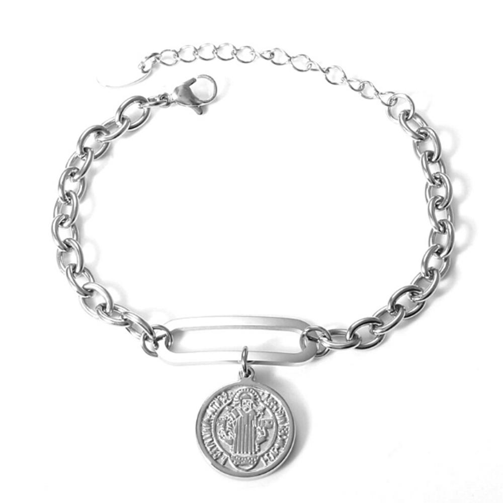 Coin Charm Bracelet - Stainless Steel