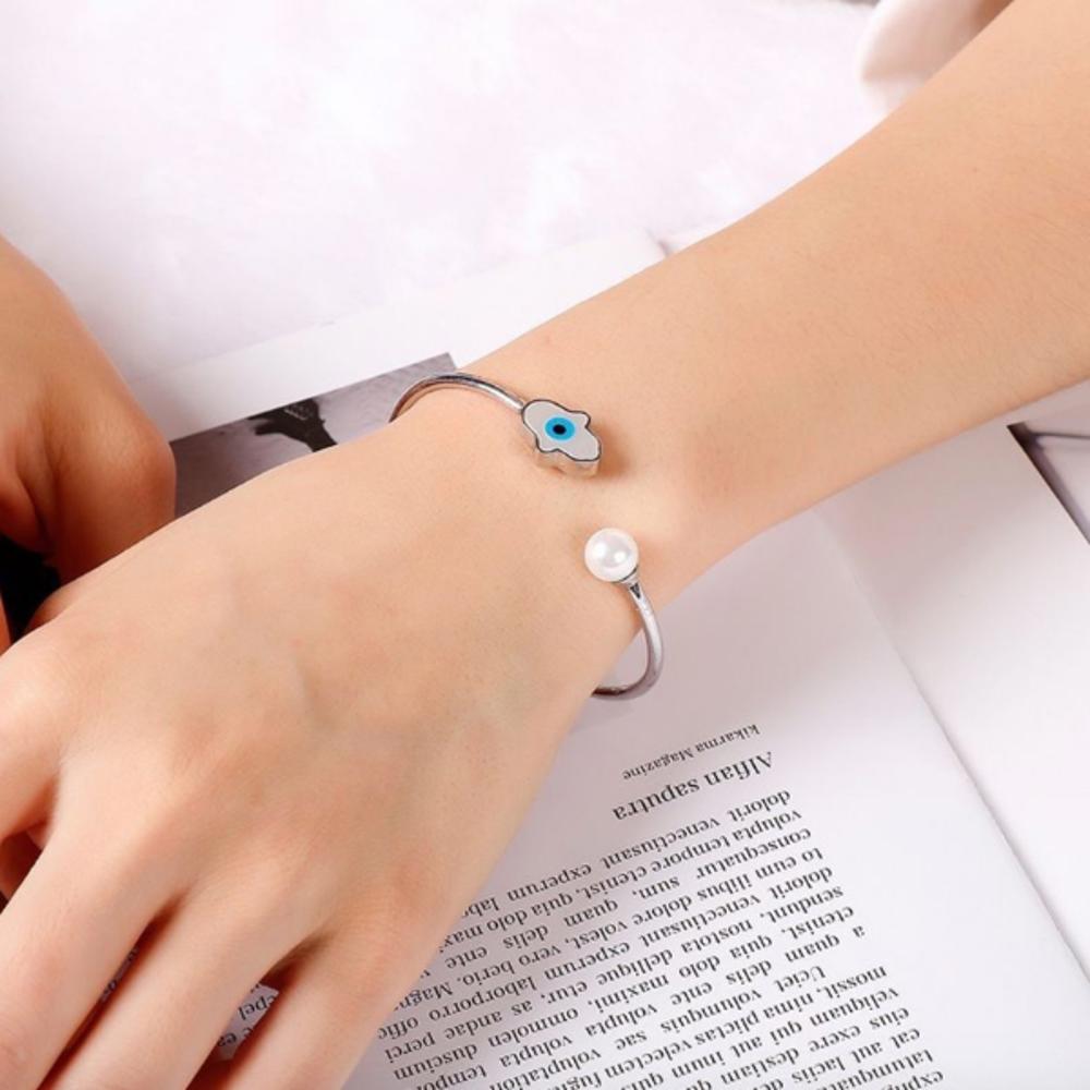 Evil Eye Cuff Bracelet - Stainless Steel