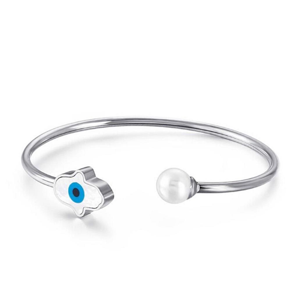 Evil Eye Cuff Bracelet - Stainless Steel