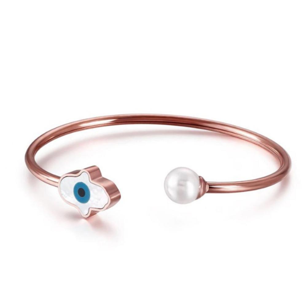 Evil Eye Cuff Bracelet - Stainless Steel