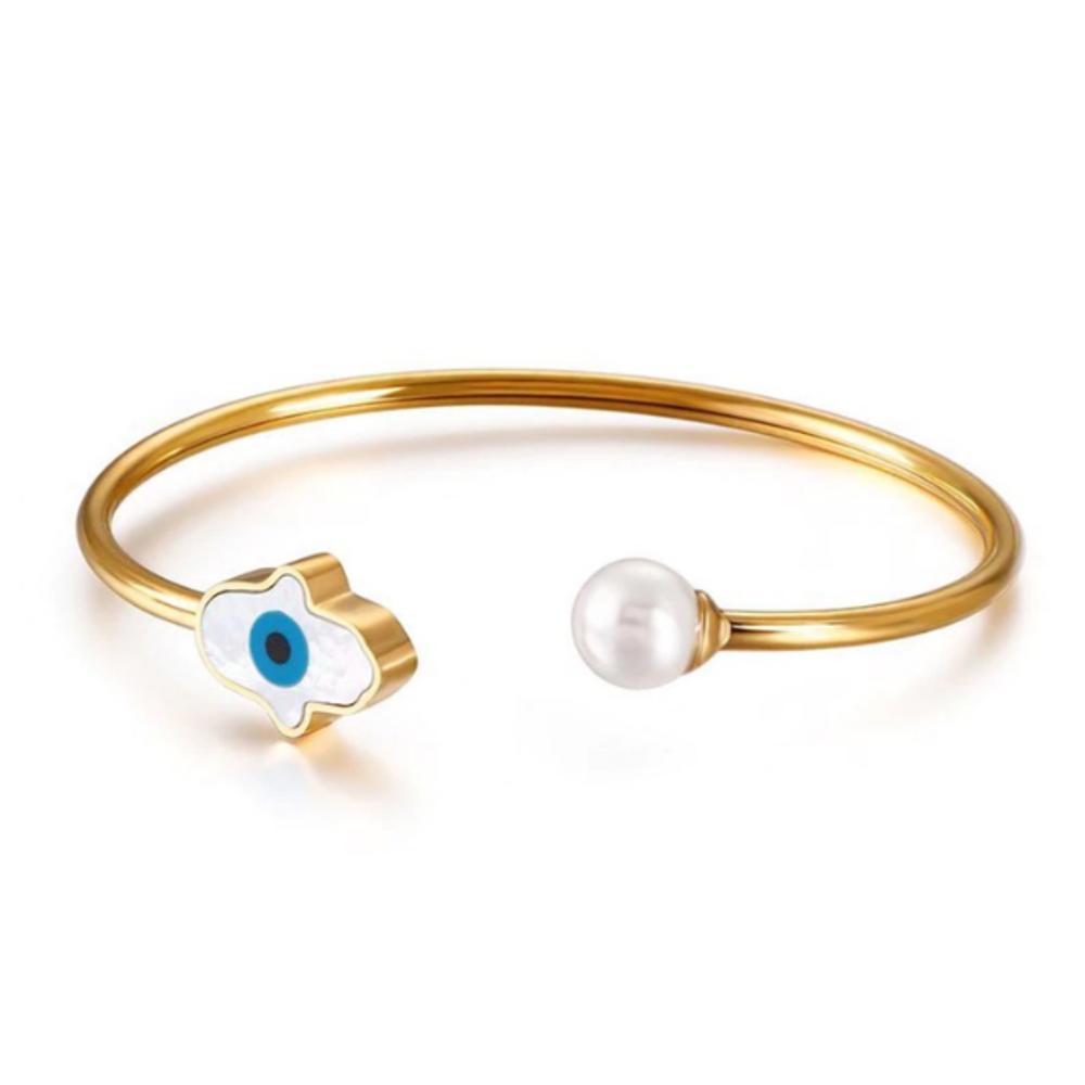 Evil Eye Cuff Bracelet - Stainless Steel