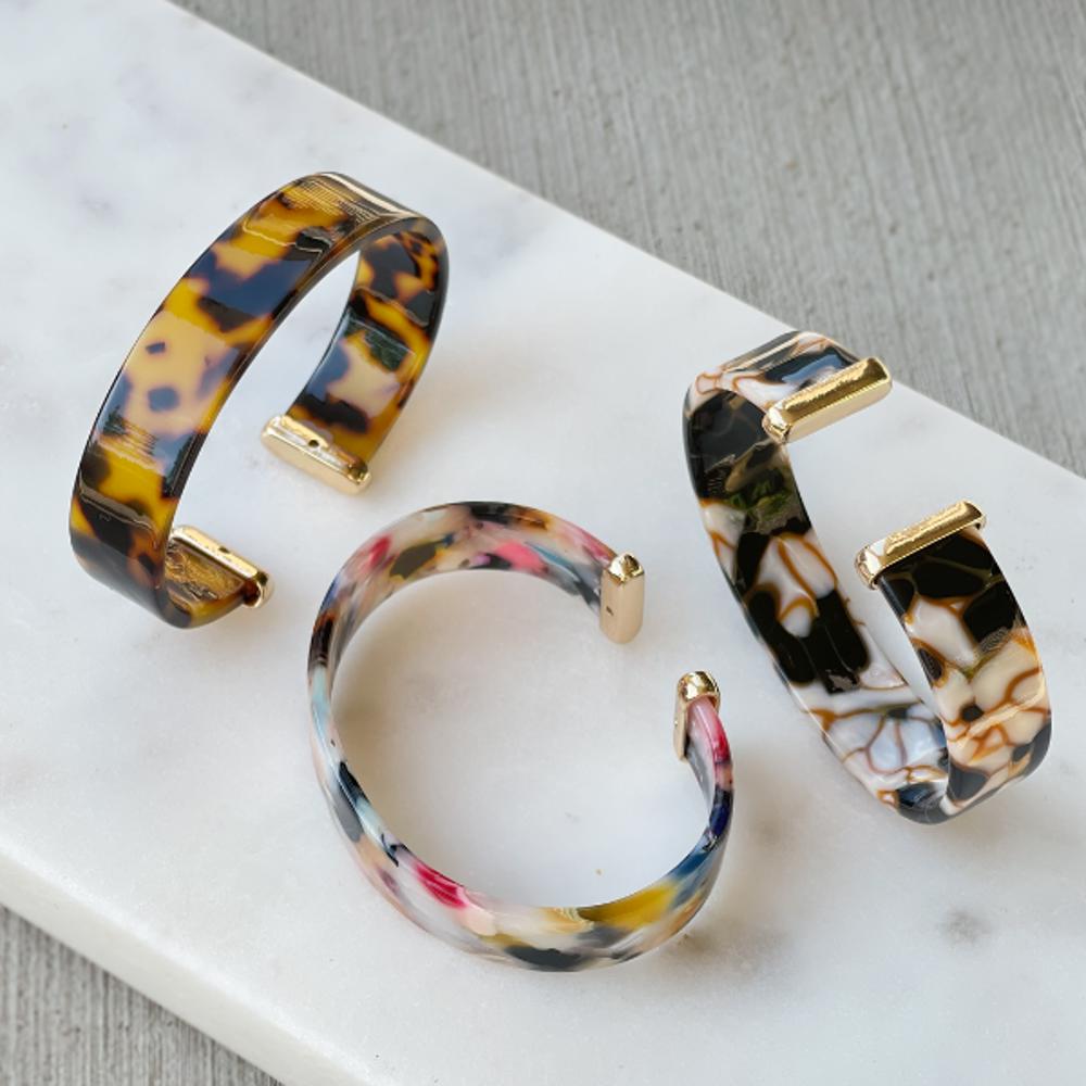 Acrylic Cuff Bracelets w/ Gold Caps