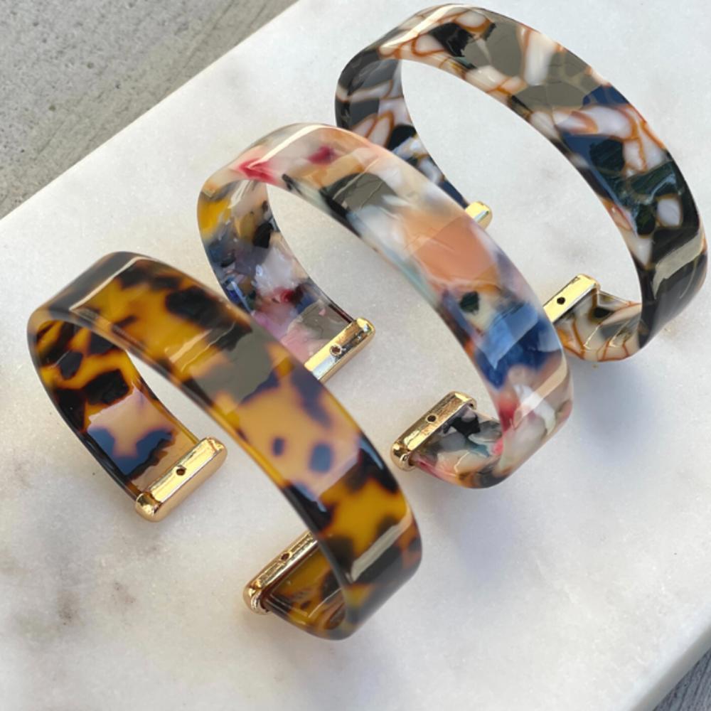 Acrylic Cuff Bracelets w/ Gold Caps