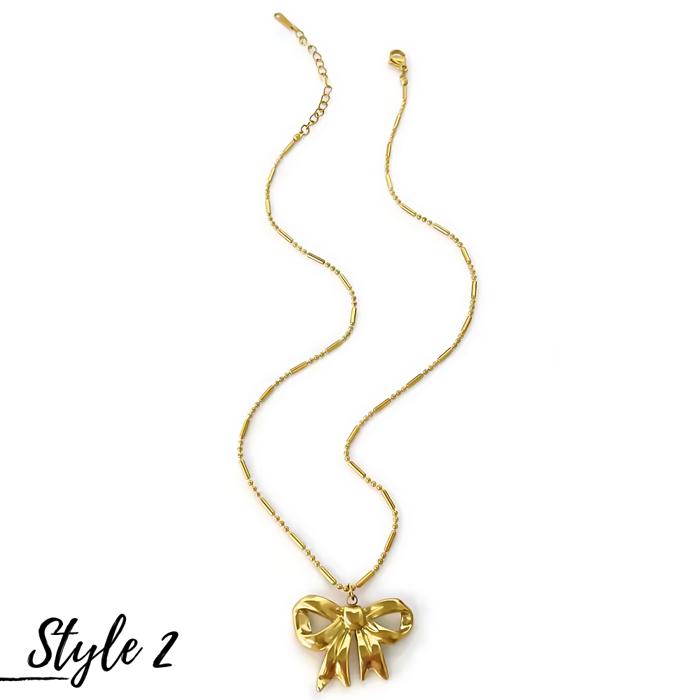 Bow Pendant Necklace Collection - Stainless Steel