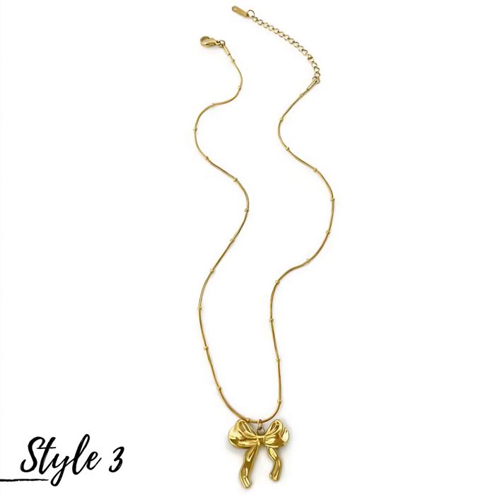 Bow Pendant Necklace Collection - Stainless Steel