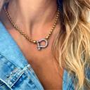 Gold Chain + Silver Buckle Carabiner Necklace - Stainless Steel