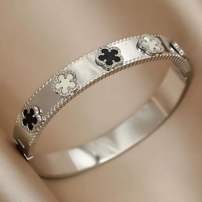 Clover Bangle Bracelet - Stainless Steel