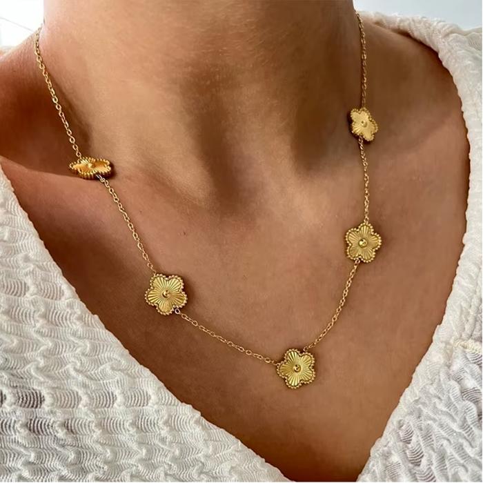 Clover Gold Necklace - Stainless Steel