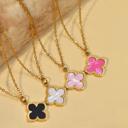  Colorful Clover Pendant Necklace - Stainless Steel