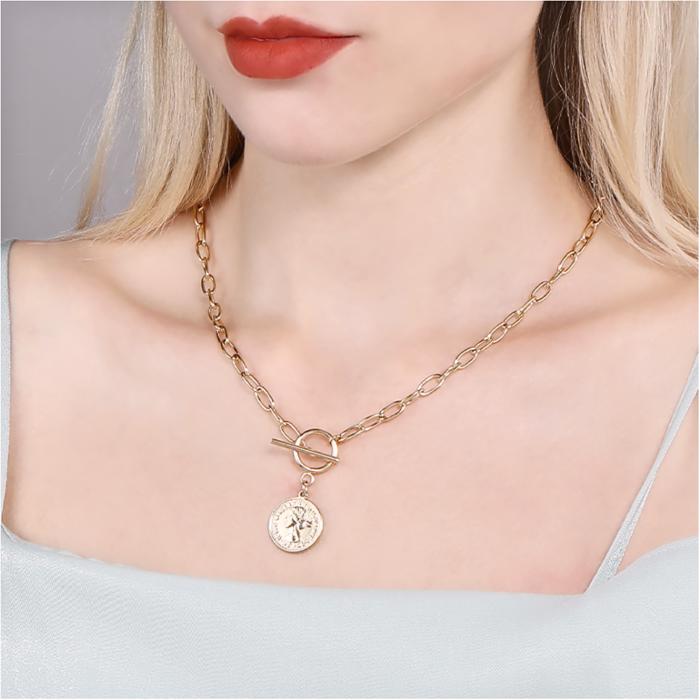 Coin Toggle Necklace - Stainless Steel