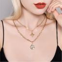  North Star + Coin Layered Necklace - Stainless Steel