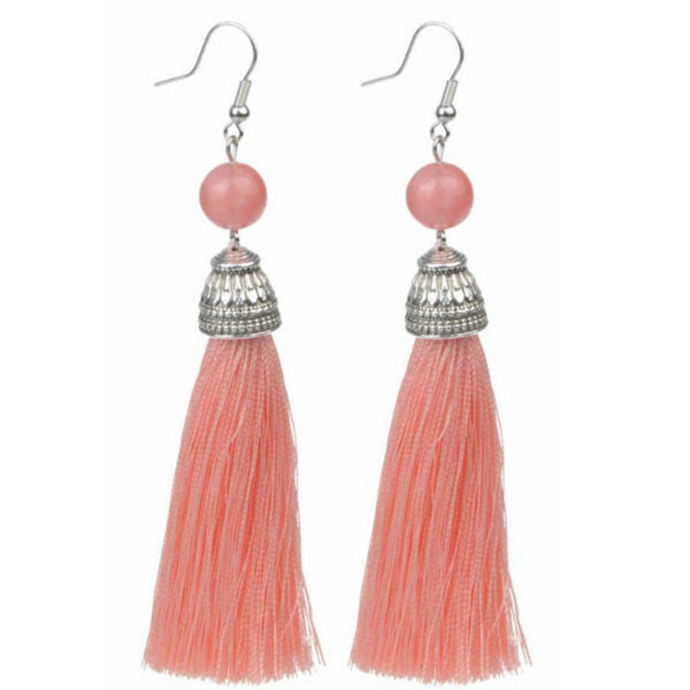 Stone + Tassel Earrings