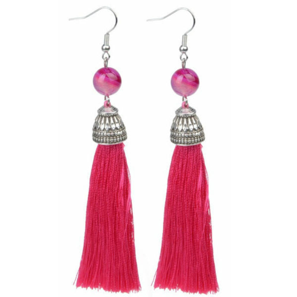 Stone + Tassel Earrings