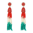  Multi-color Beaded Tassel Earrings