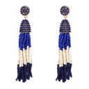  Multi-color Beaded Tassel Earrings