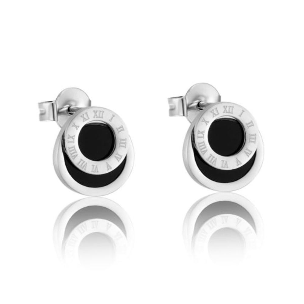 Cassia Earrings w/ Roman Numerals - Stainless Steel