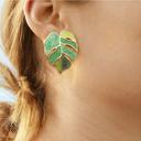  Palm Leaf Enamel Earrings