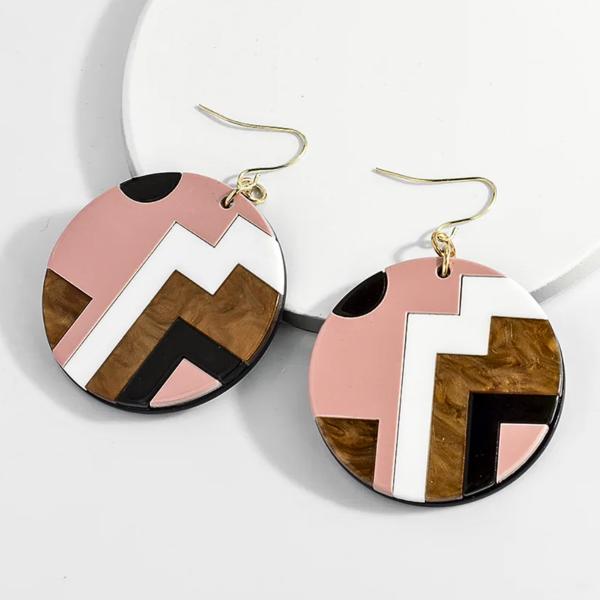 Geometric Round Resin Earrings